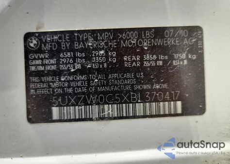 2011 BMW X5 xDrive35D from USA, damaged, VIN 5UXZW0C5XBL370417